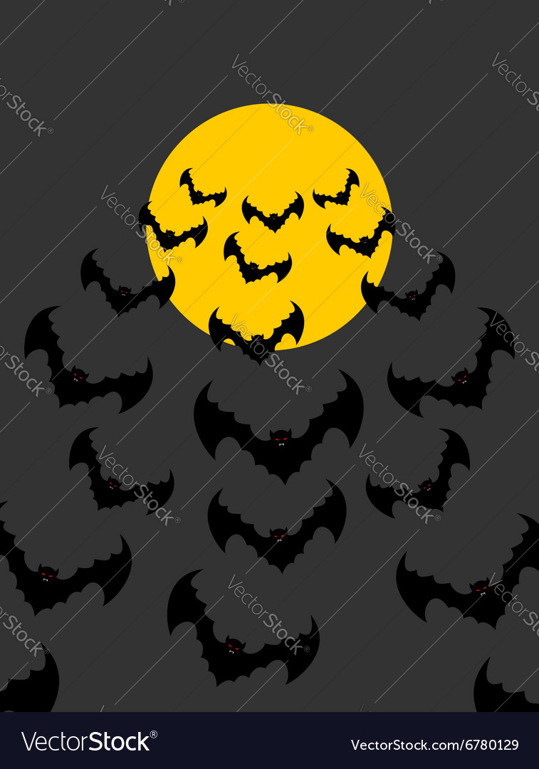 Flying Vampires Against Background Of Moon Bunch Vector Image