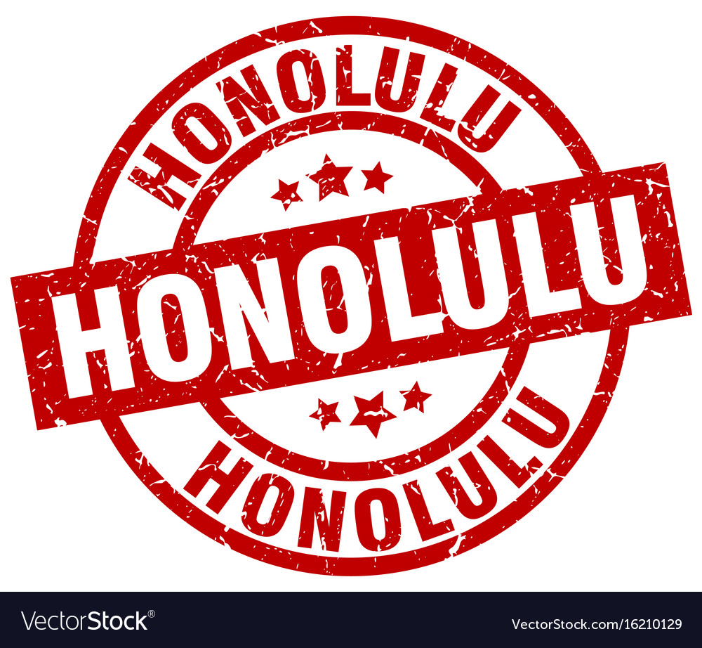 Honolulu red round grunge stamp Royalty Free Vector Image