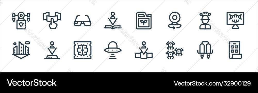 Technology future line icons linear set Royalty Free Vector