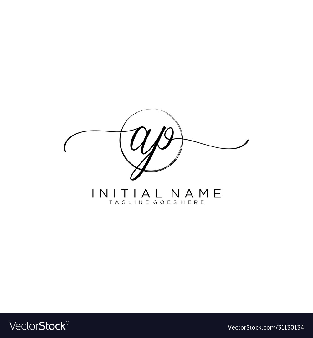 Ap initial handwriting logo with circle template Vector Image