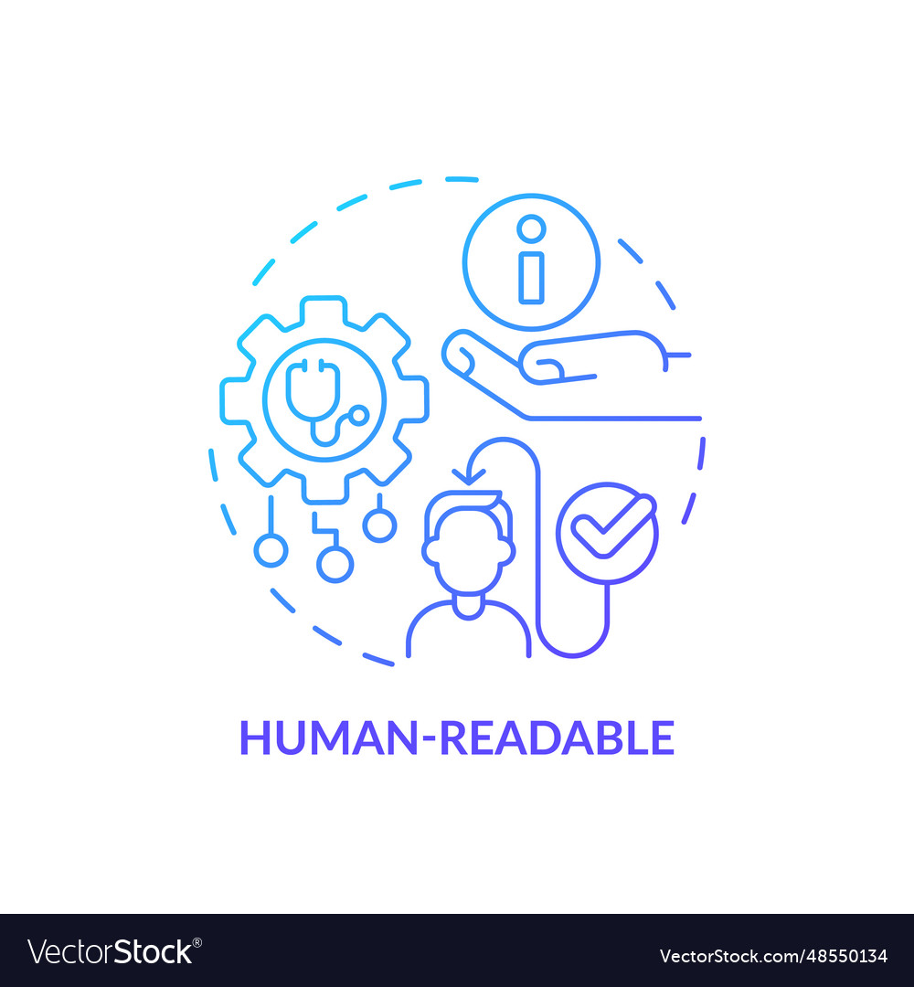 Blue linear gradient icon human-readable concept