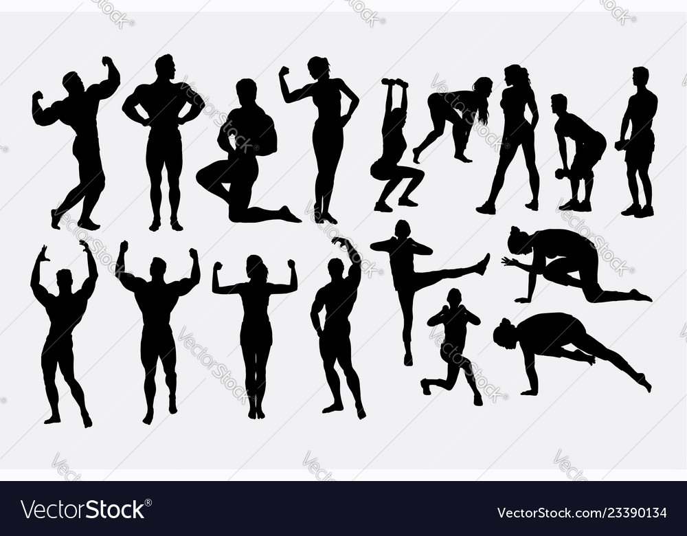 Body building activity silhouette Royalty Free Vector Image