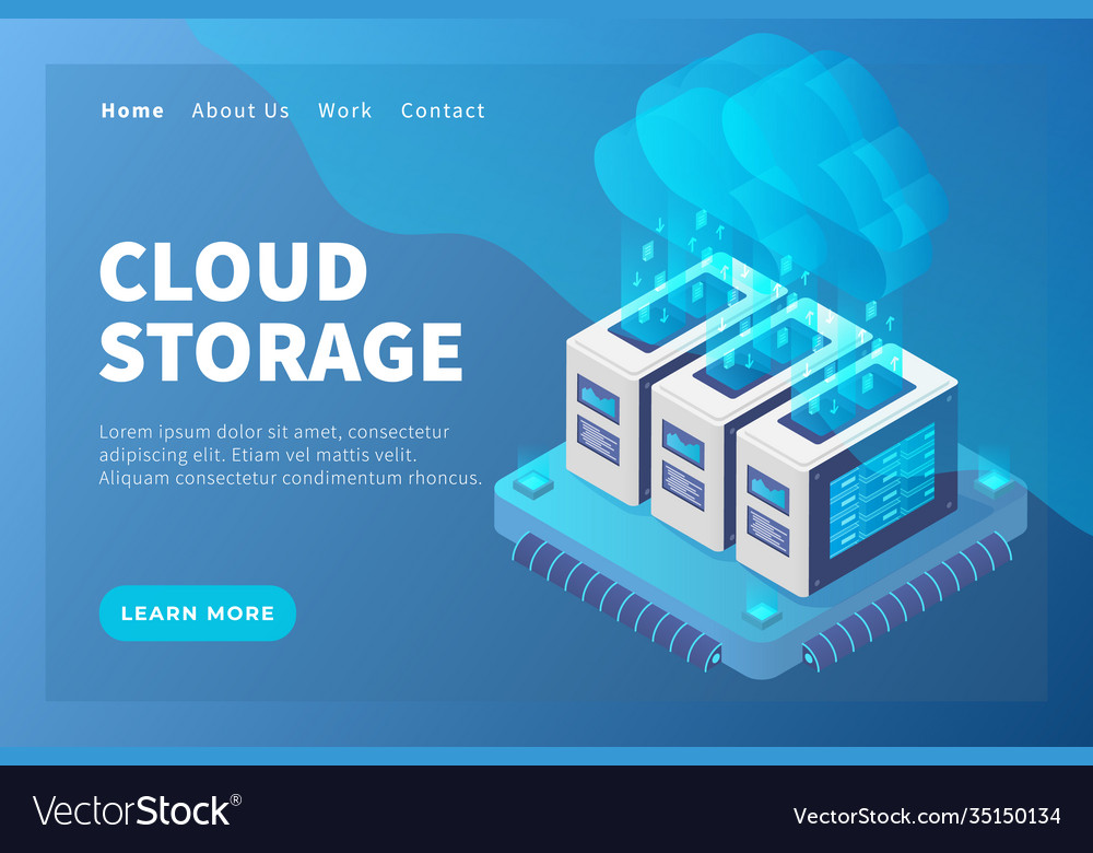 Cloud storage concept with server database for Vector Image
