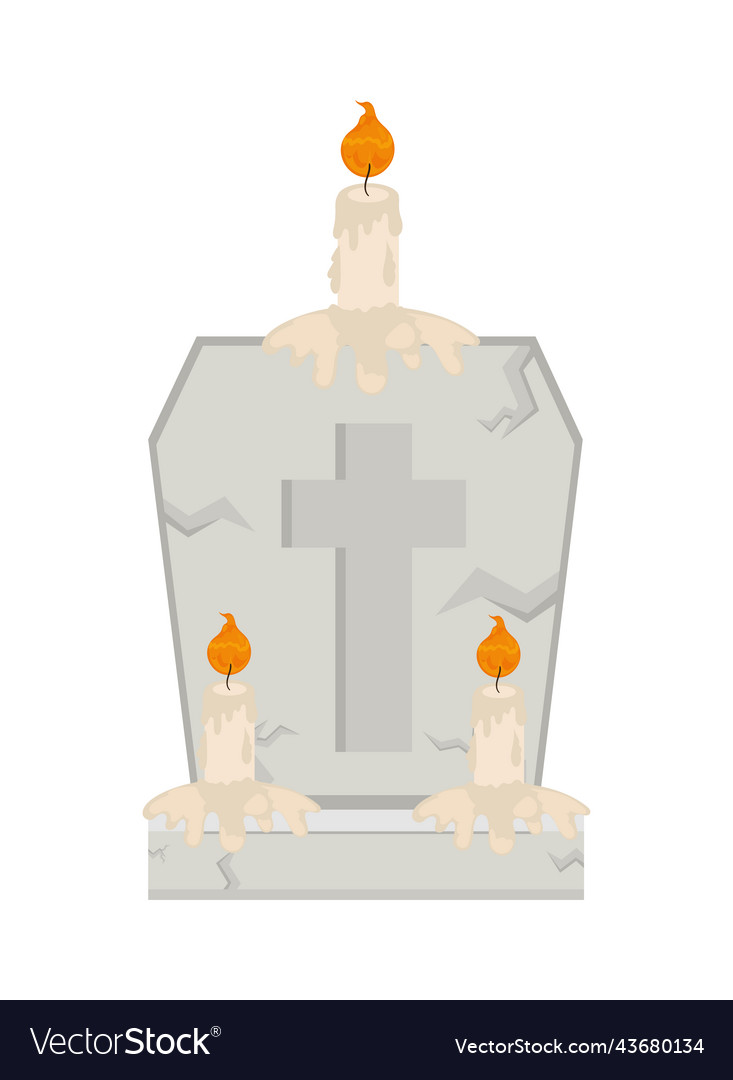 Halloween gravestone with candle Royalty Free Vector Image