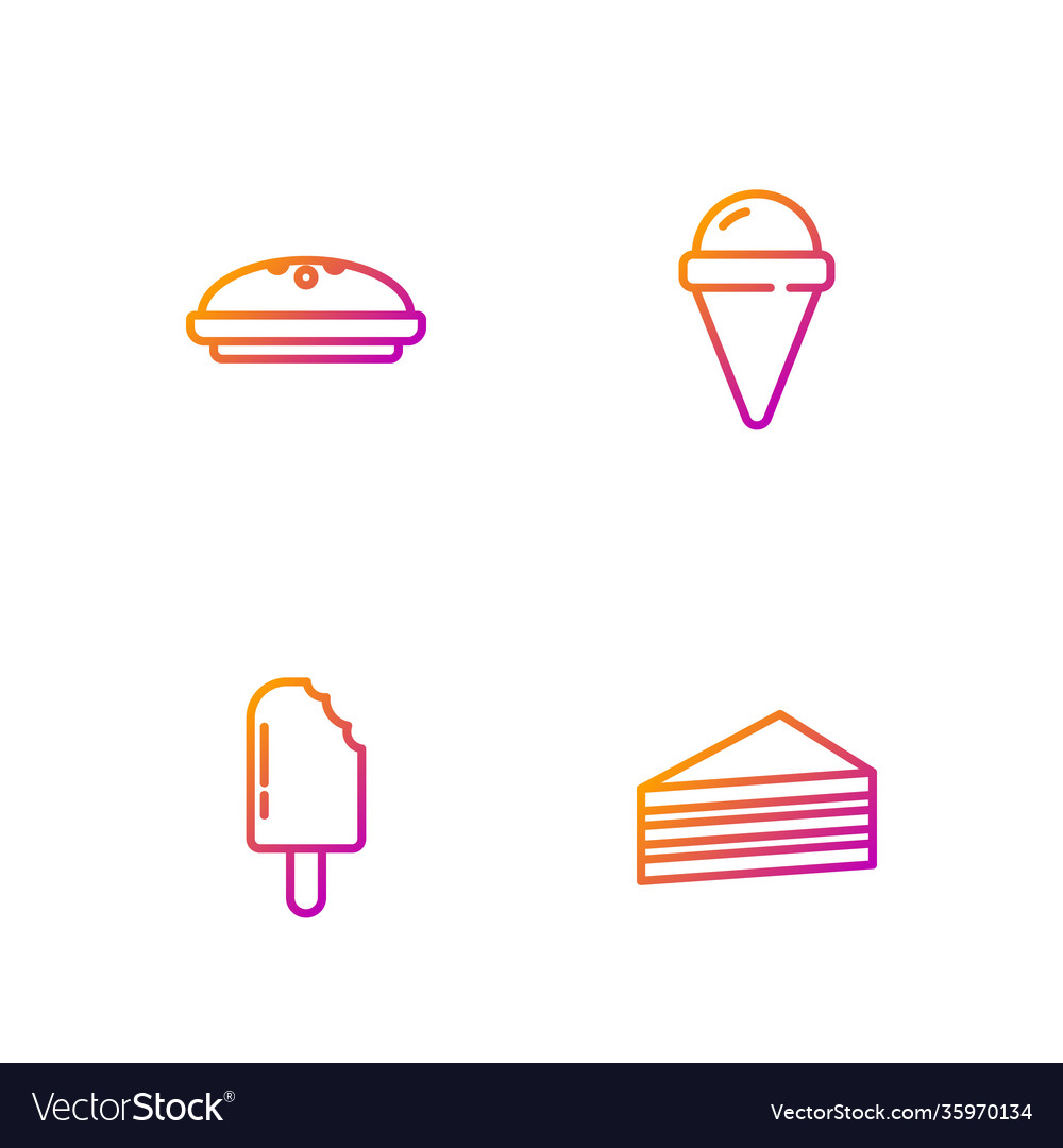 Set line cake ice cream homemade pie Royalty Free Vector image