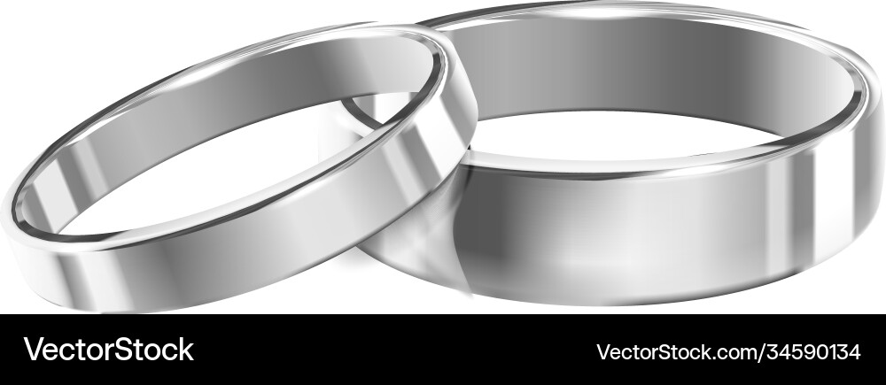 Silver rings realistic composition Royalty Free Vector Image