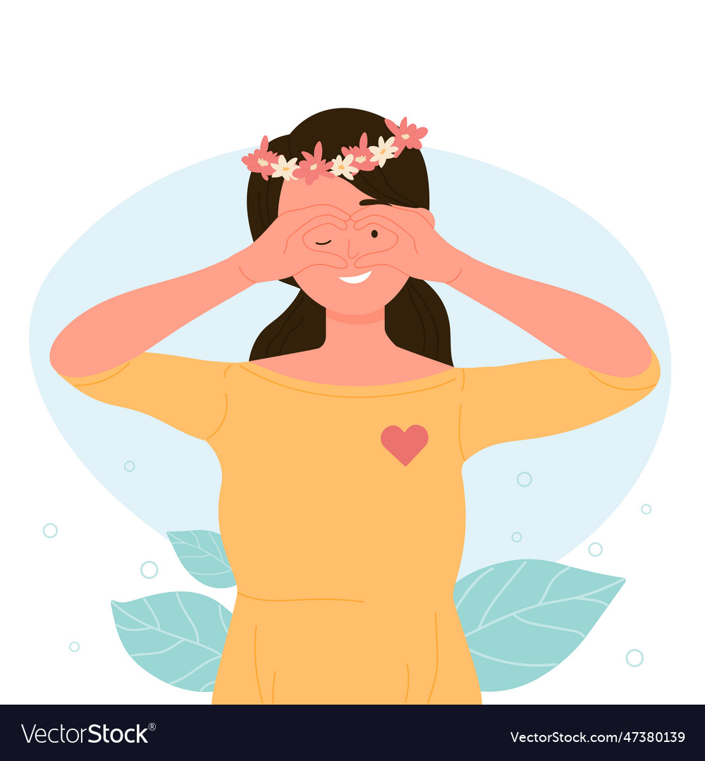 Cartoon Woman With Wreath Of Flowers On Head Vector Image