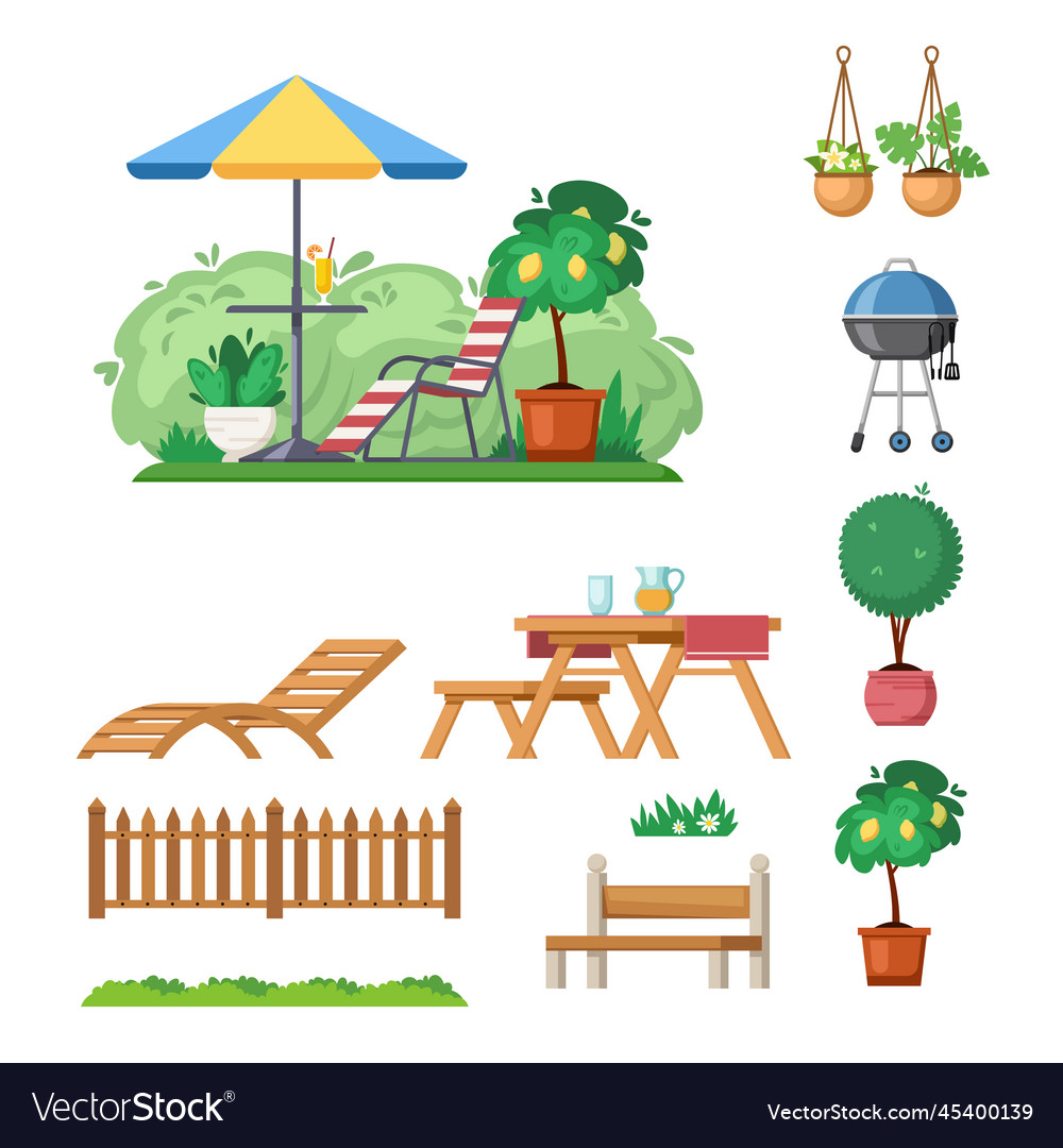 Patio outdoor bbq backyard constructor template Vector Image