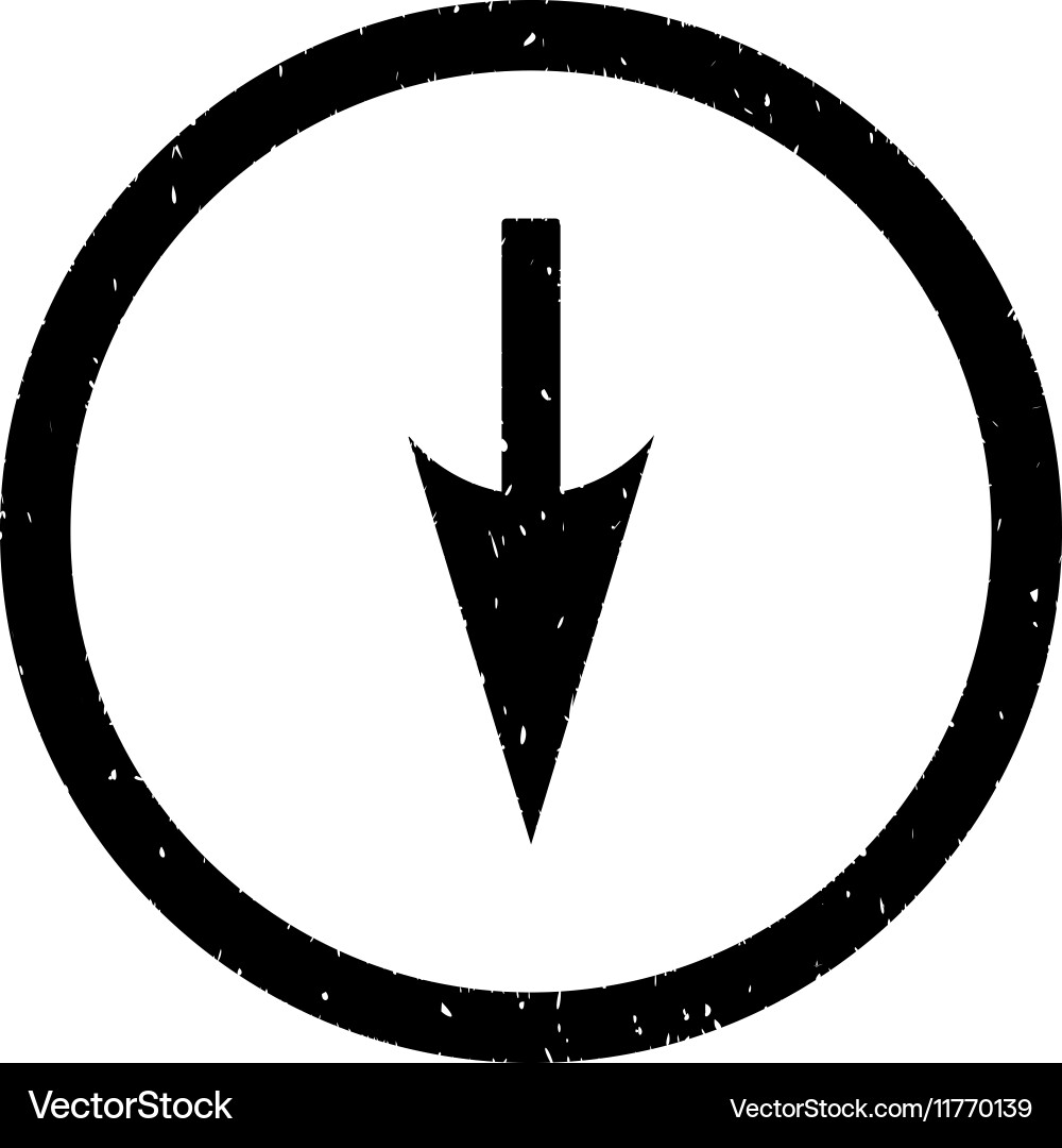 Sharp down arrow icon rubber stamp Royalty Free Vector Image