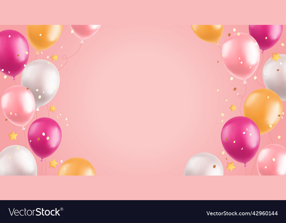 3d balloons background realistic pink and yellow Vector Image