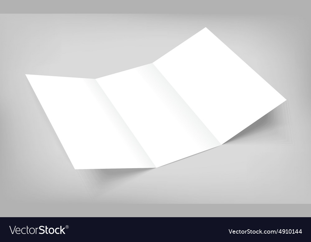 Blank tri fold paper flyer on gray