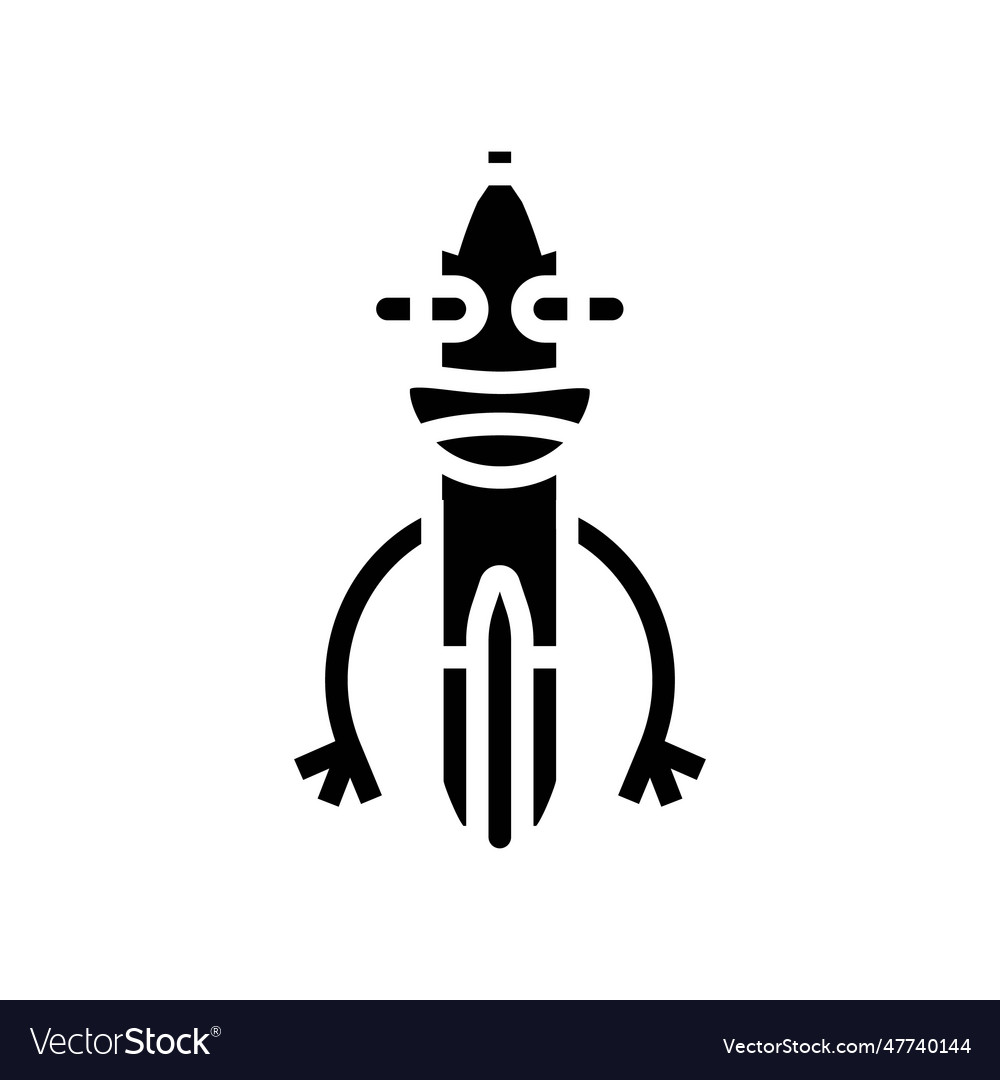 Cute pen character glyph icon Royalty Free Vector Image