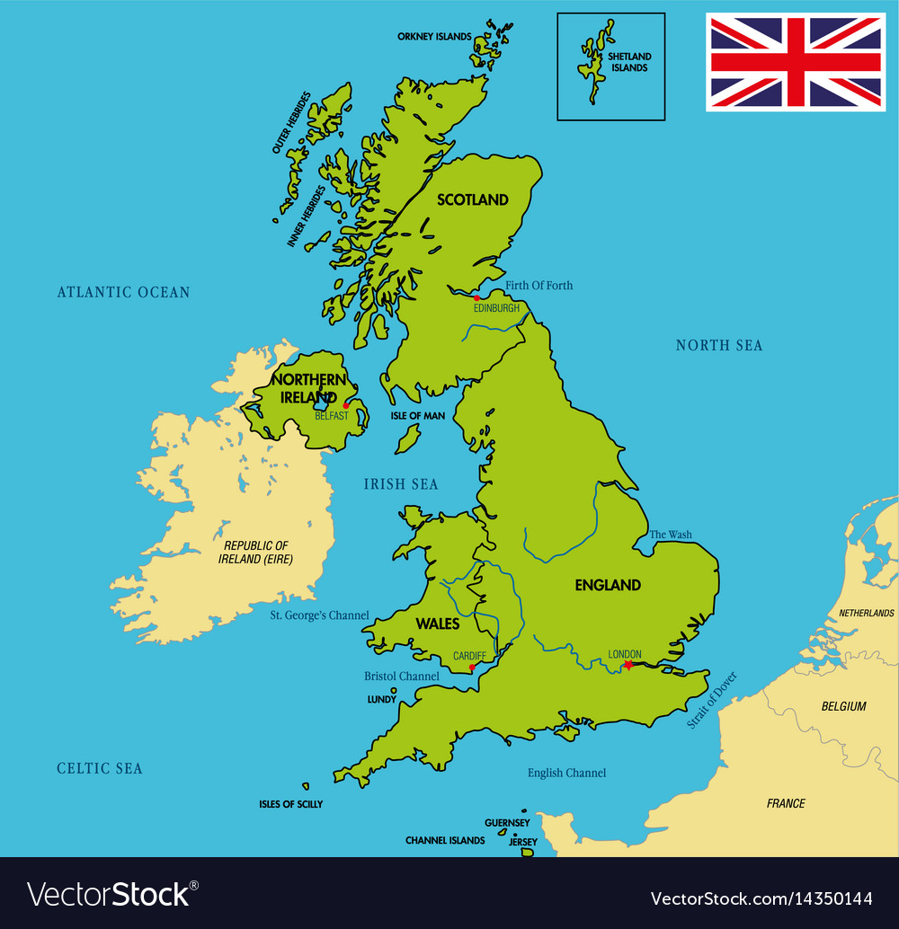 Political map of united kingdom with regions Vector Image