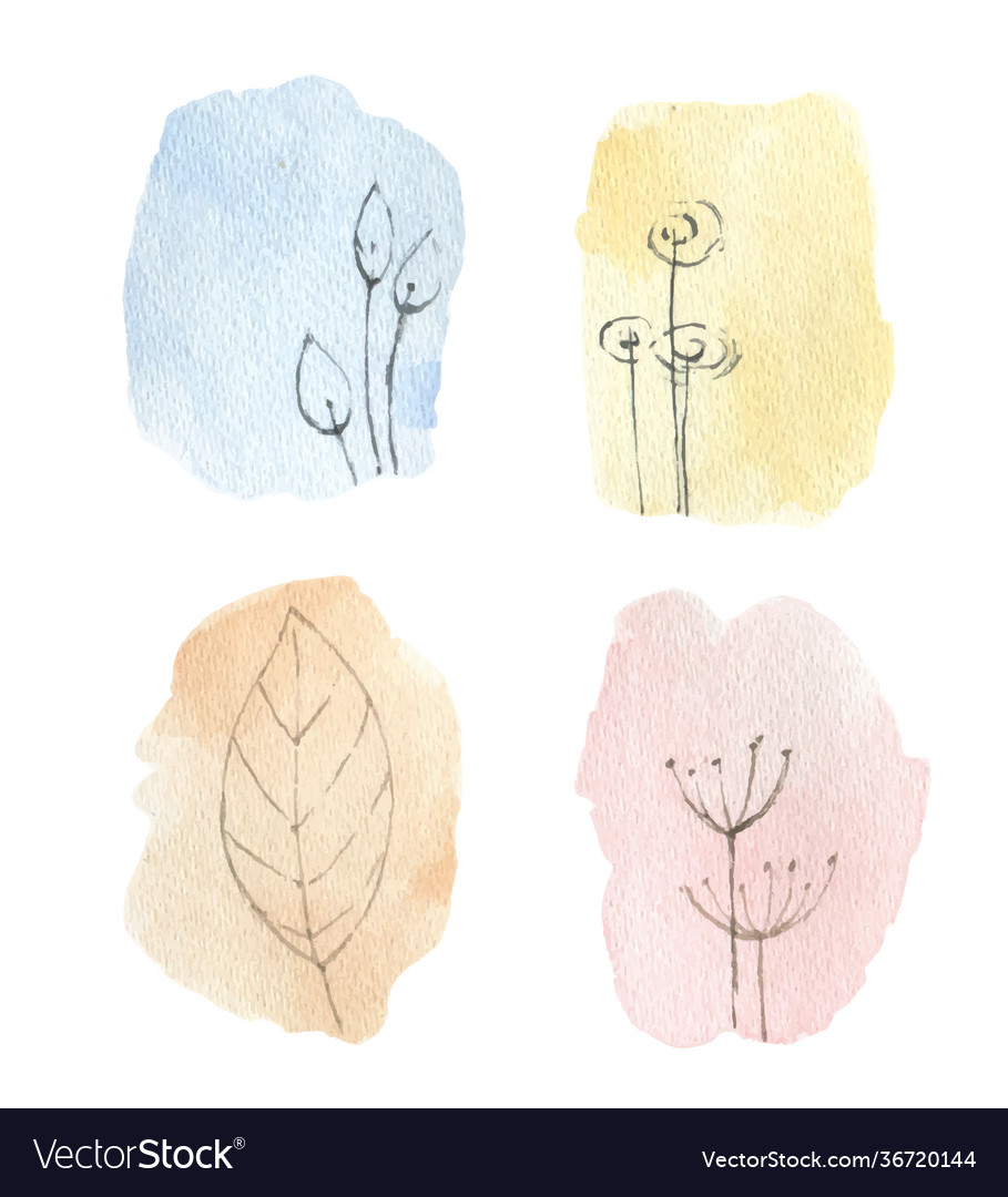 Set delicate watercolor abstract vector image Set delicate watercolor abstract