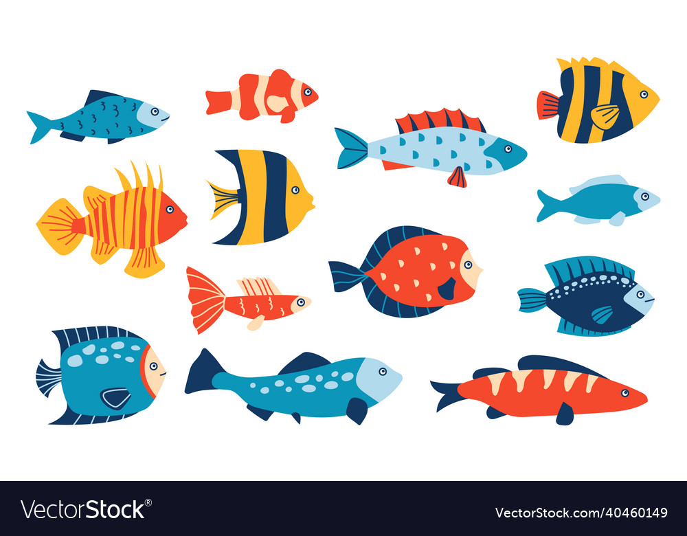 Abstract sea fish various tropical marine Vector Image