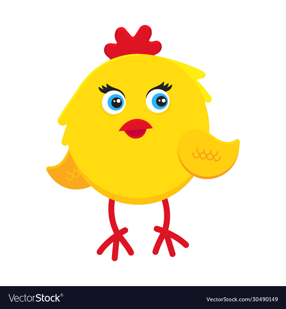 Cute funny little chick chicken hen cartoon flat Vector Image