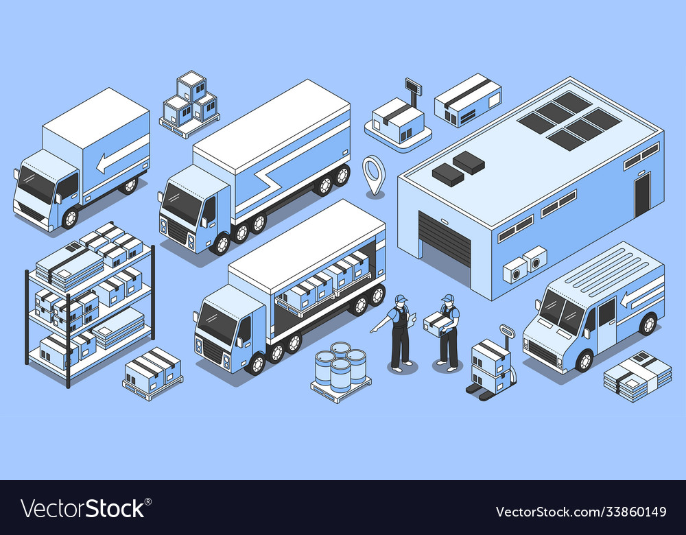 Isometric Warehouse Logistics Set Royalty Free Vector Image Isometric Warehouse Logistics Set Royalty Free Vector Image
