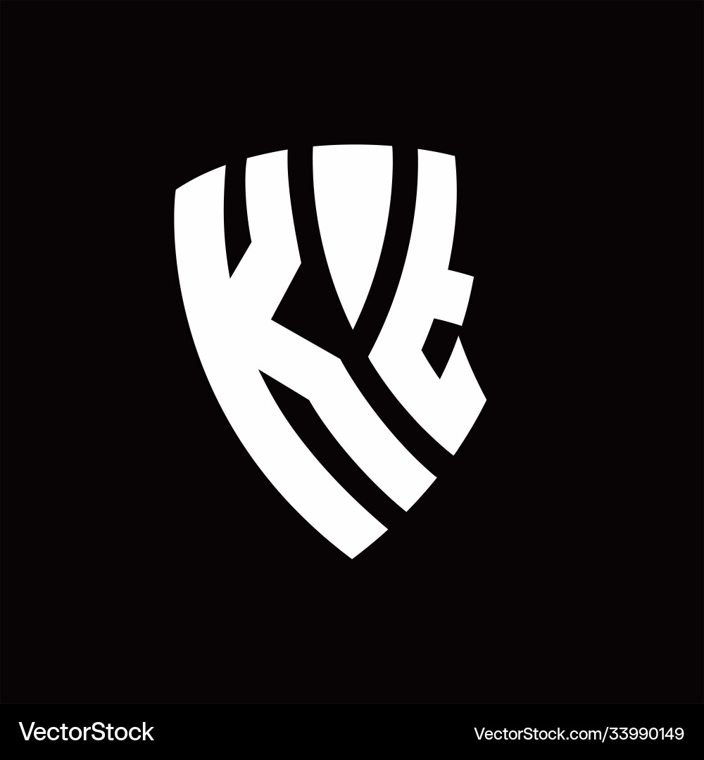Kt logo monogram with shield elements shape Vector Image