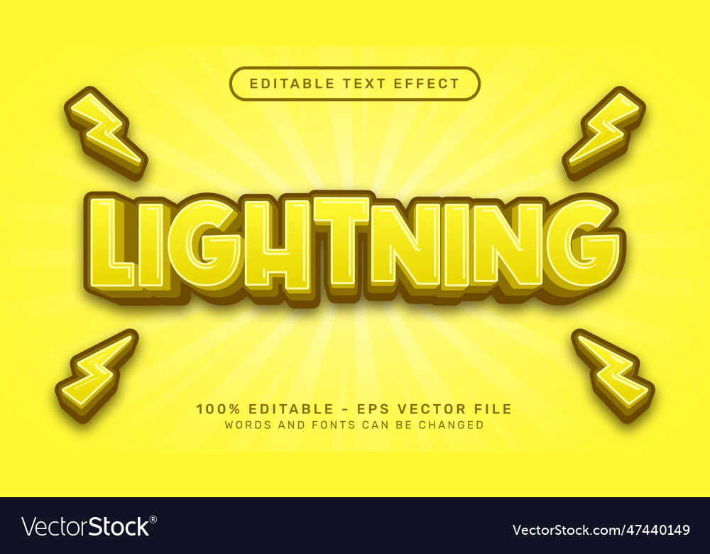 Lightning 3d text effect and editable text effect Vector Image