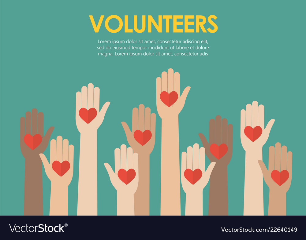 Raised hands volunteers concept Royalty Free Vector Image