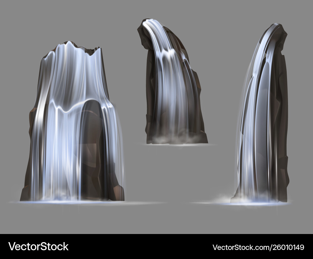 Waterfalls isolated set Royalty Free Vector Image