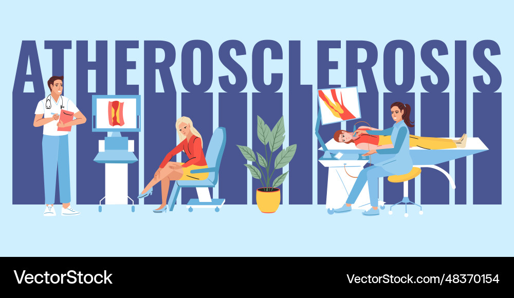Atherosclerosis Flat Text Composition Royalty Free Vector
