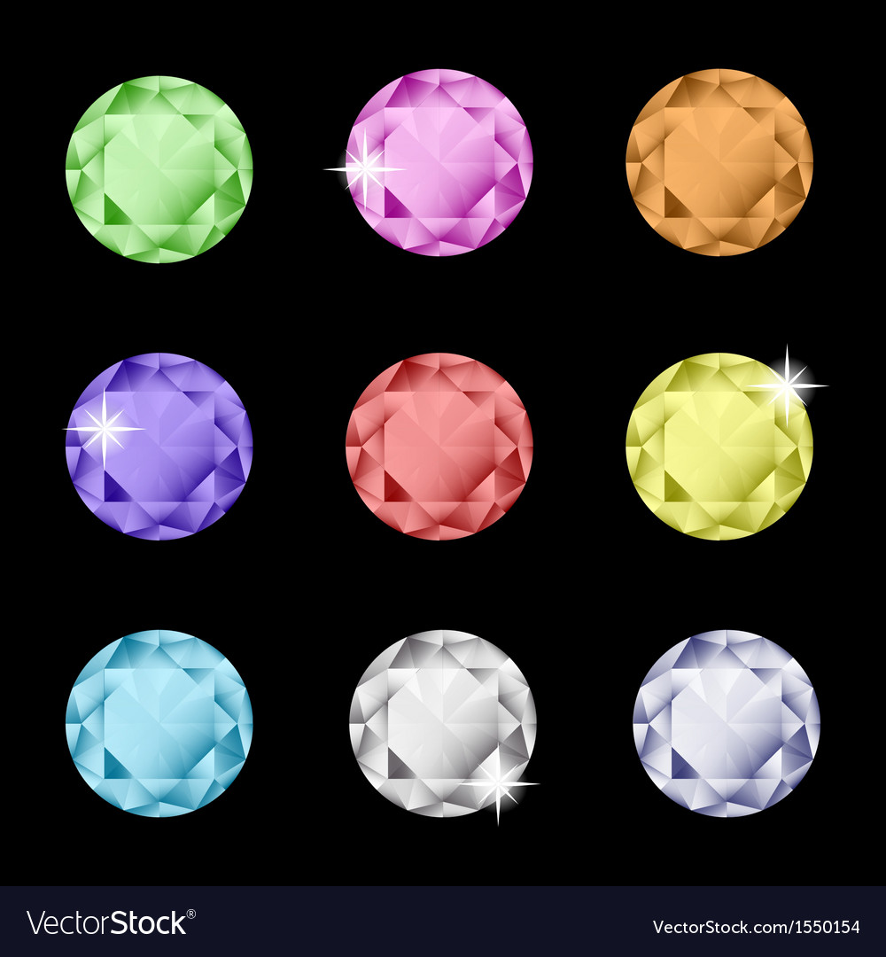 Collection of multicolored rhinestones Royalty Free Vector