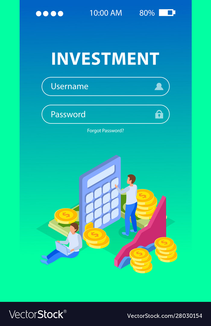 Investment login page background Royalty Free Vector Image