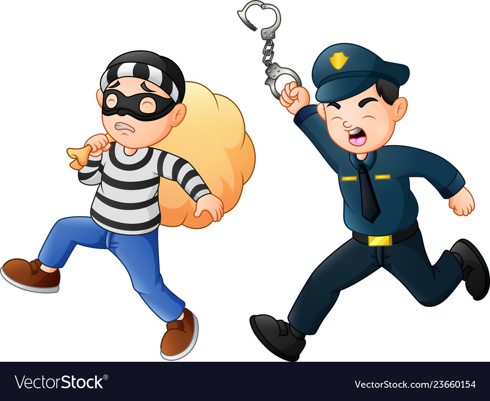 Policeman Tries To Chase A Thief Royalty Free Vector Image 7793