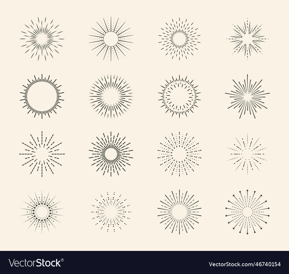 Spark burst starburst set blast of star or sun Vector Image