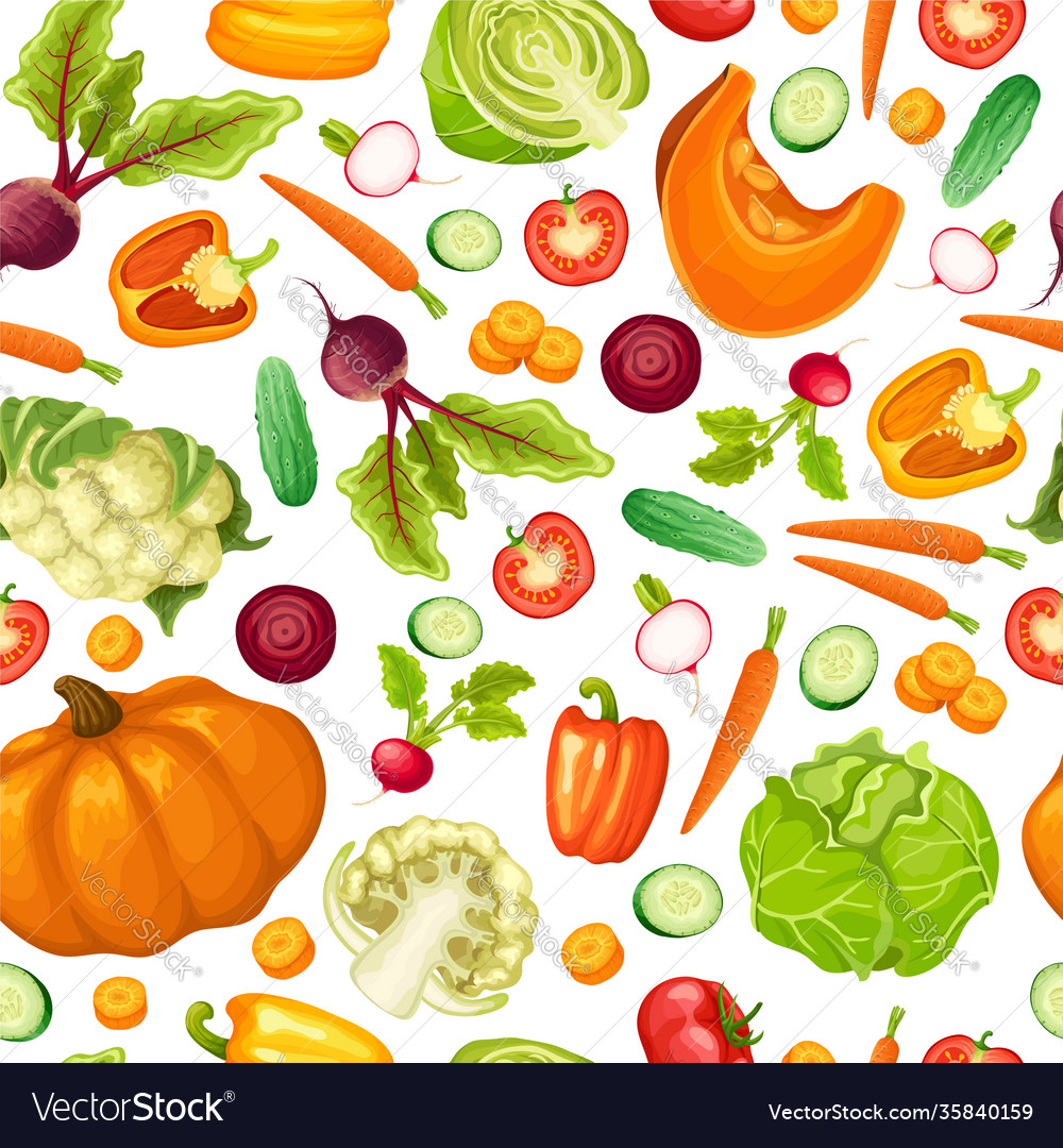 Cartoon fresh vegetables seamless pattern Vector Image