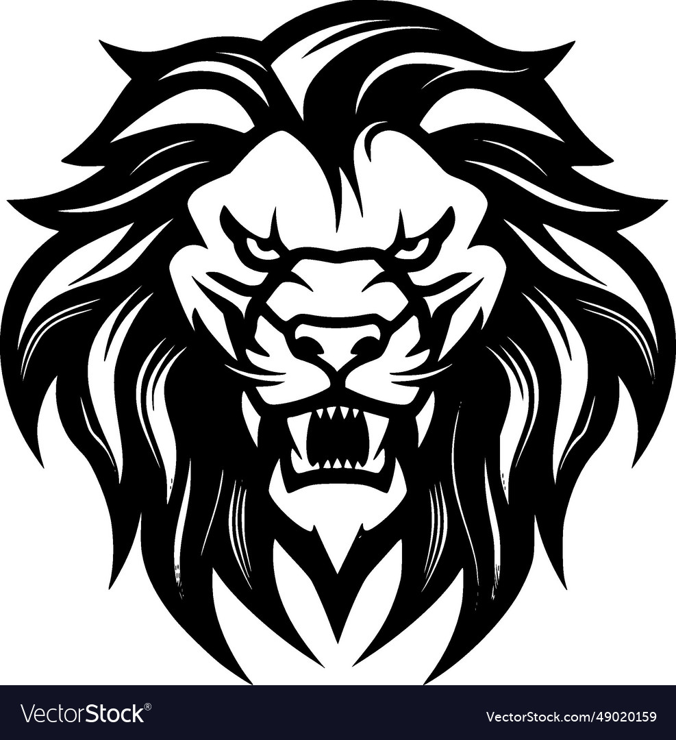 Lion - black and white Royalty Free Vector Image