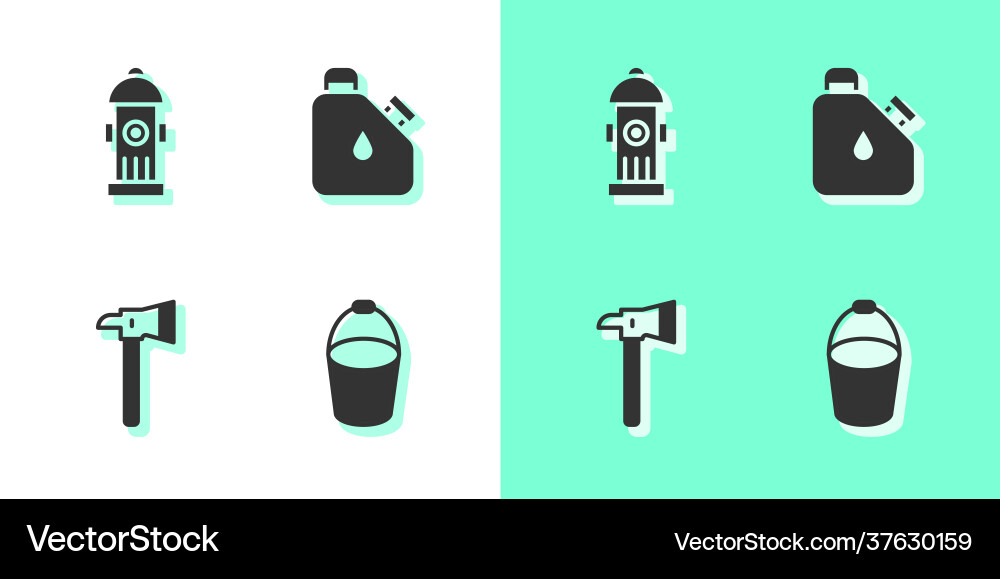 Set fire bucket hydrant firefighter axe Royalty Free Vector