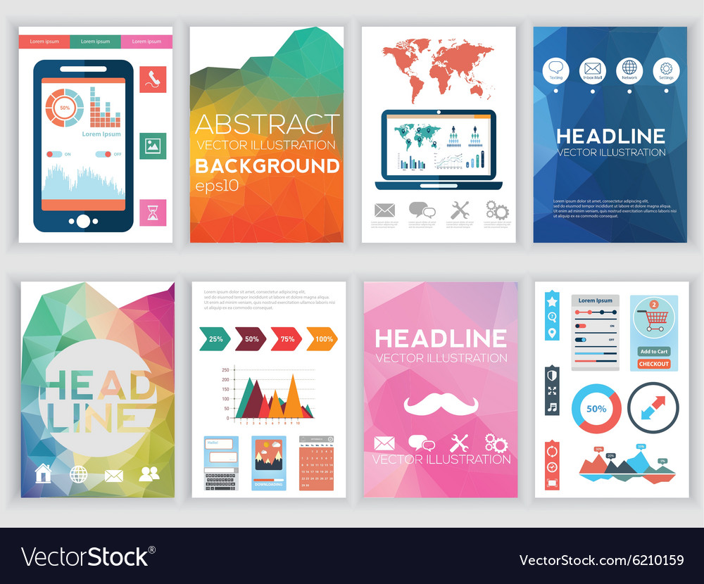 Set of flyer brochure design templates geometric Vector Image