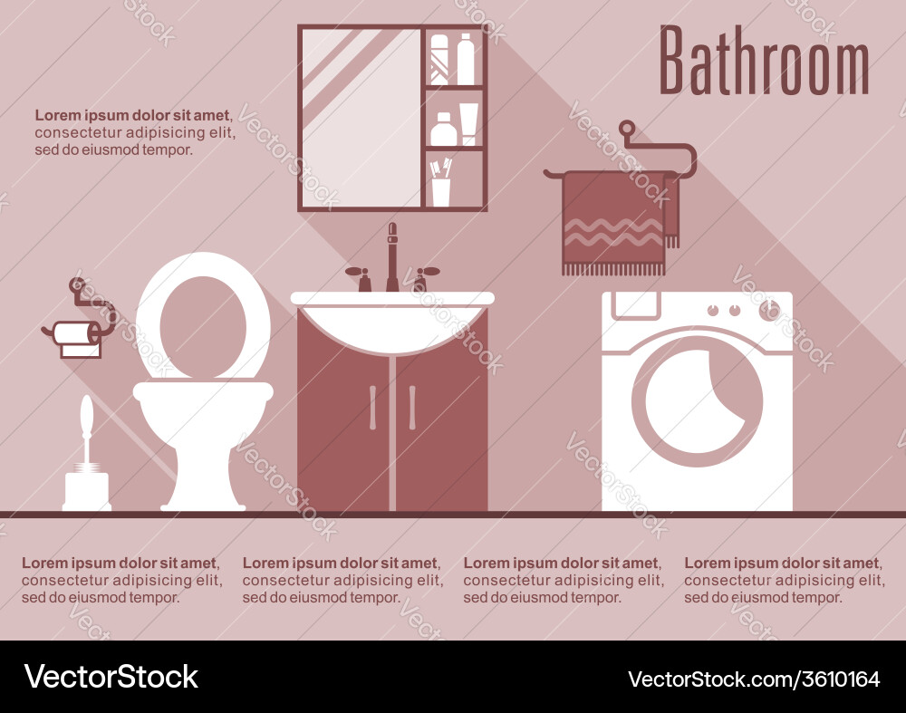 Bathroom flat design interior Royalty Free Vector Image