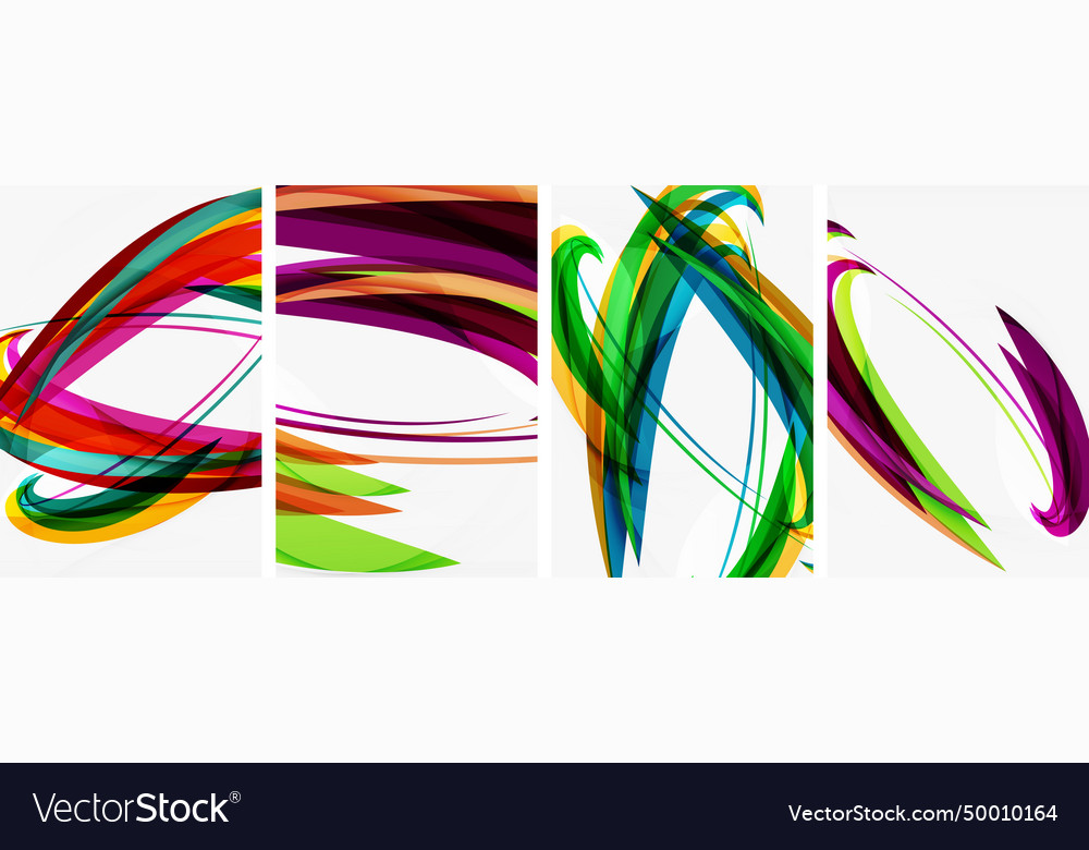 Colorful wave lines poster set for wallpaper Vector Image