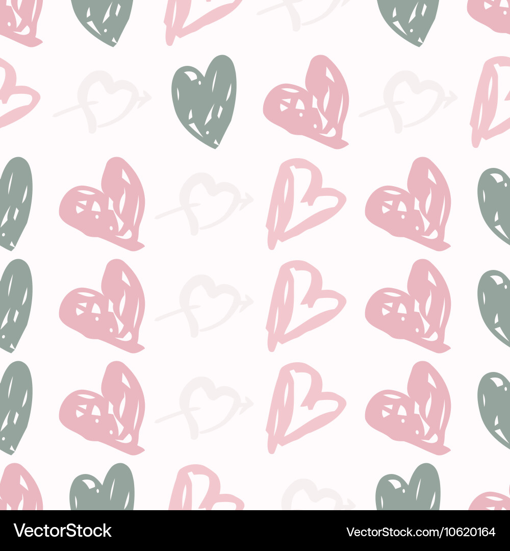 Doodle seamless pattern with hearts Royalty Free Vector