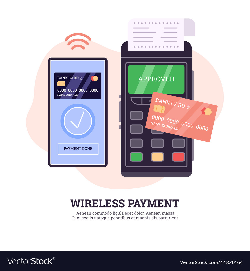 Wireless payment banner with electronic devices Vector Image