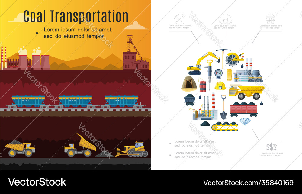Flat mining industry composition Royalty Free Vector Image