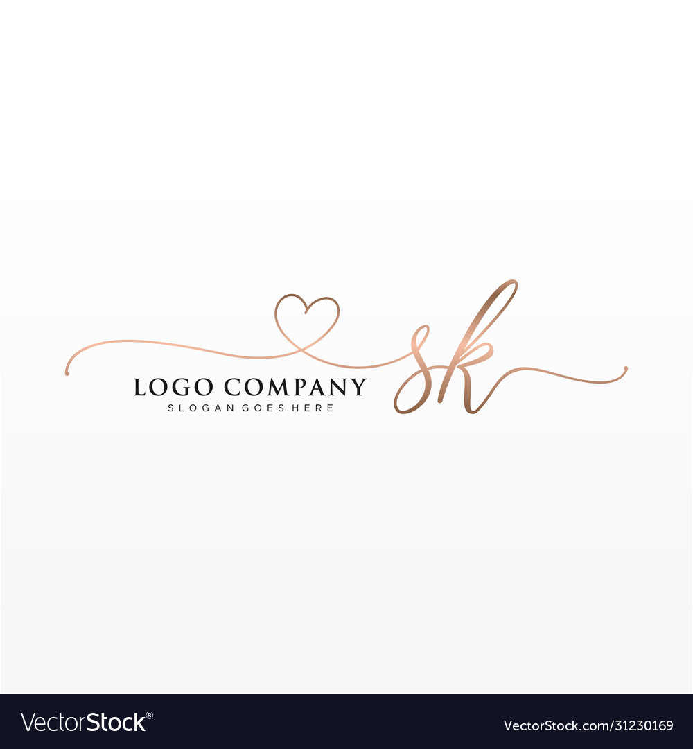 Initial sk beauty monogram and elegant logo design