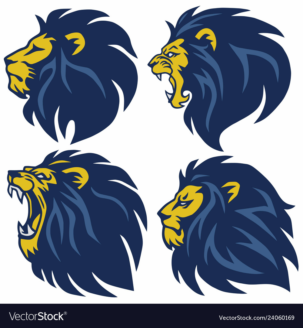 Lion head logo set premium collection Royalty Free Vector