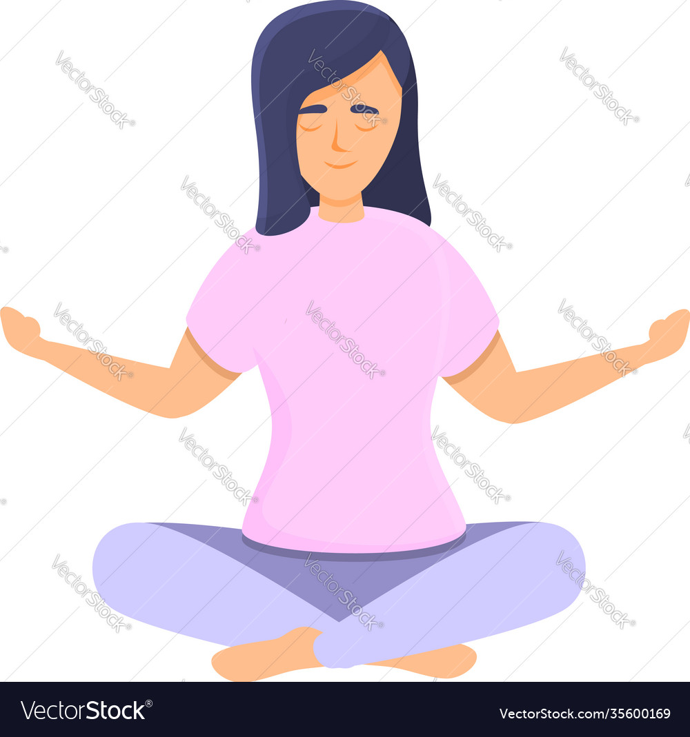 Woman meditation icon cartoon style Royalty Free Vector