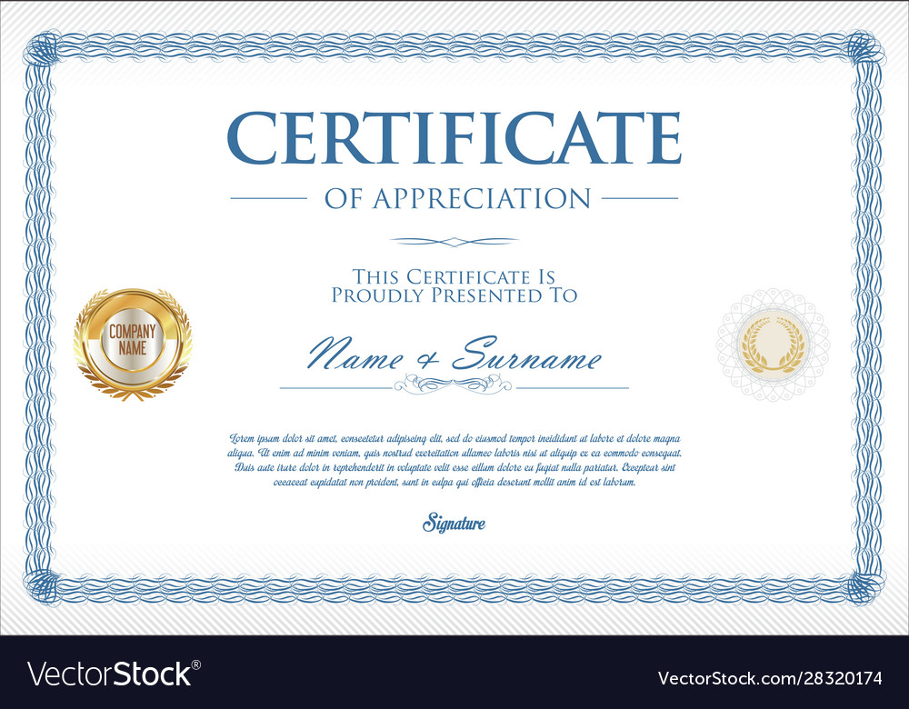 Certificate retro design template 4 Royalty Free Vector