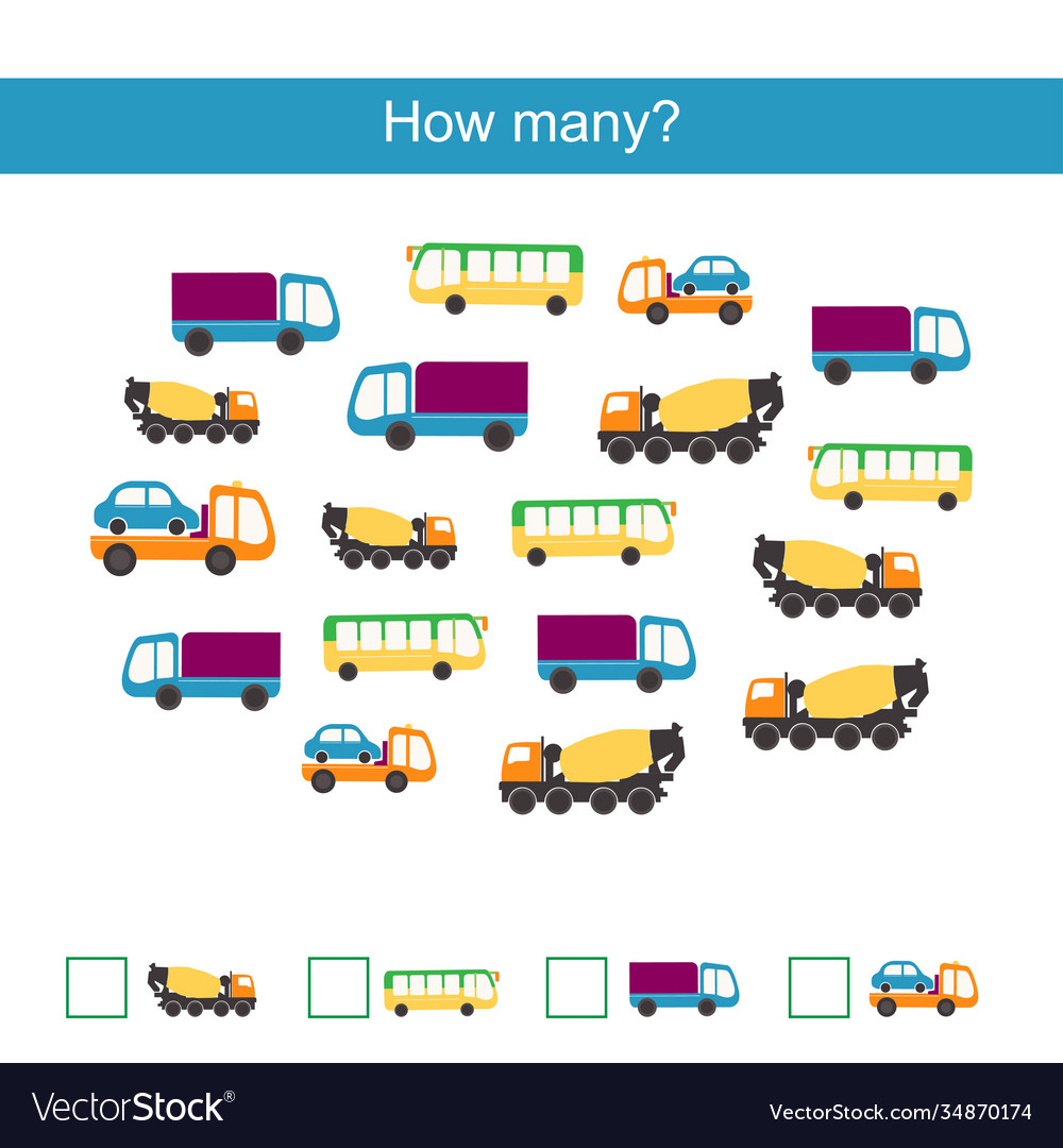 Count how many cars and write result Royalty Free Vector