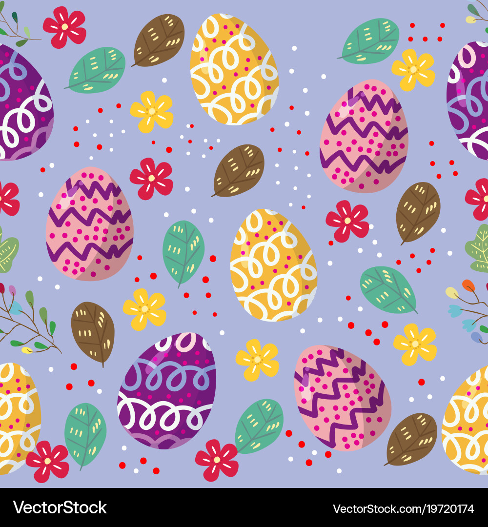 Cute easter eggs seamless pattern with coulerful Vector Image