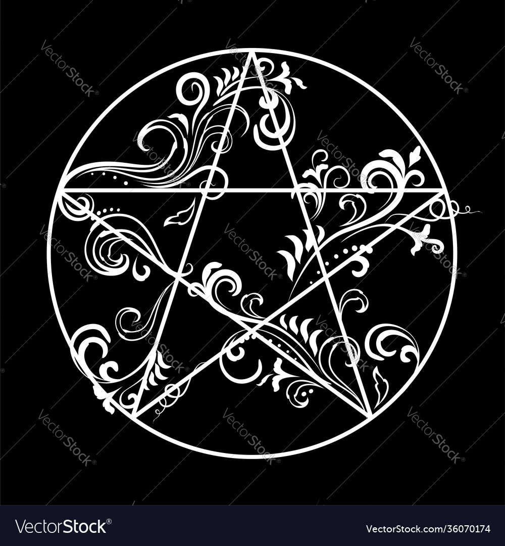 Floral Pentagram Occult Symbol Royalty Free Vector Image