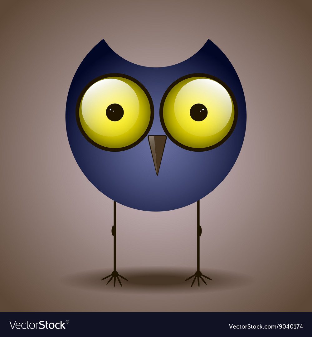 Knitting of Funny and Sad Owl with Big Eyes Stock Vector