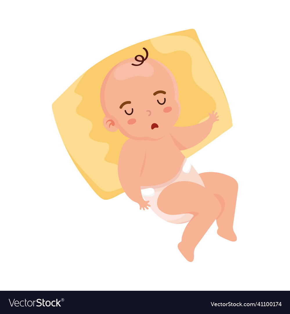 Little baby with pillow Royalty Free Vector Image