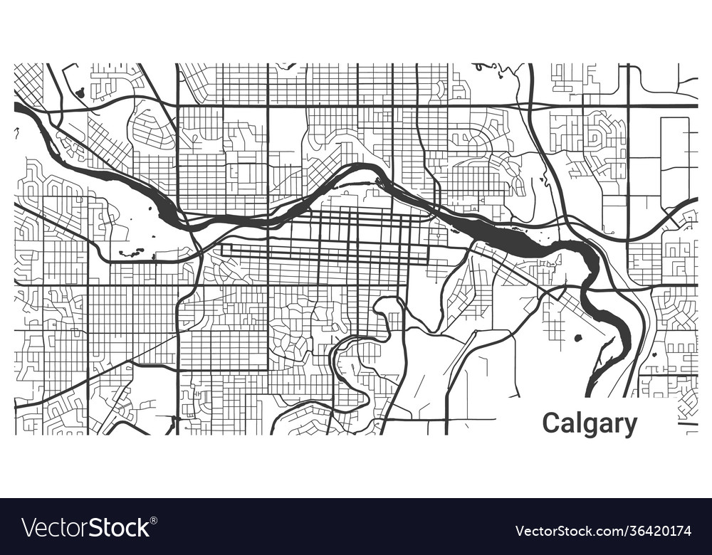 Detailed Map Calgary City Cityscape Royalty Vector Image, 56% OFF