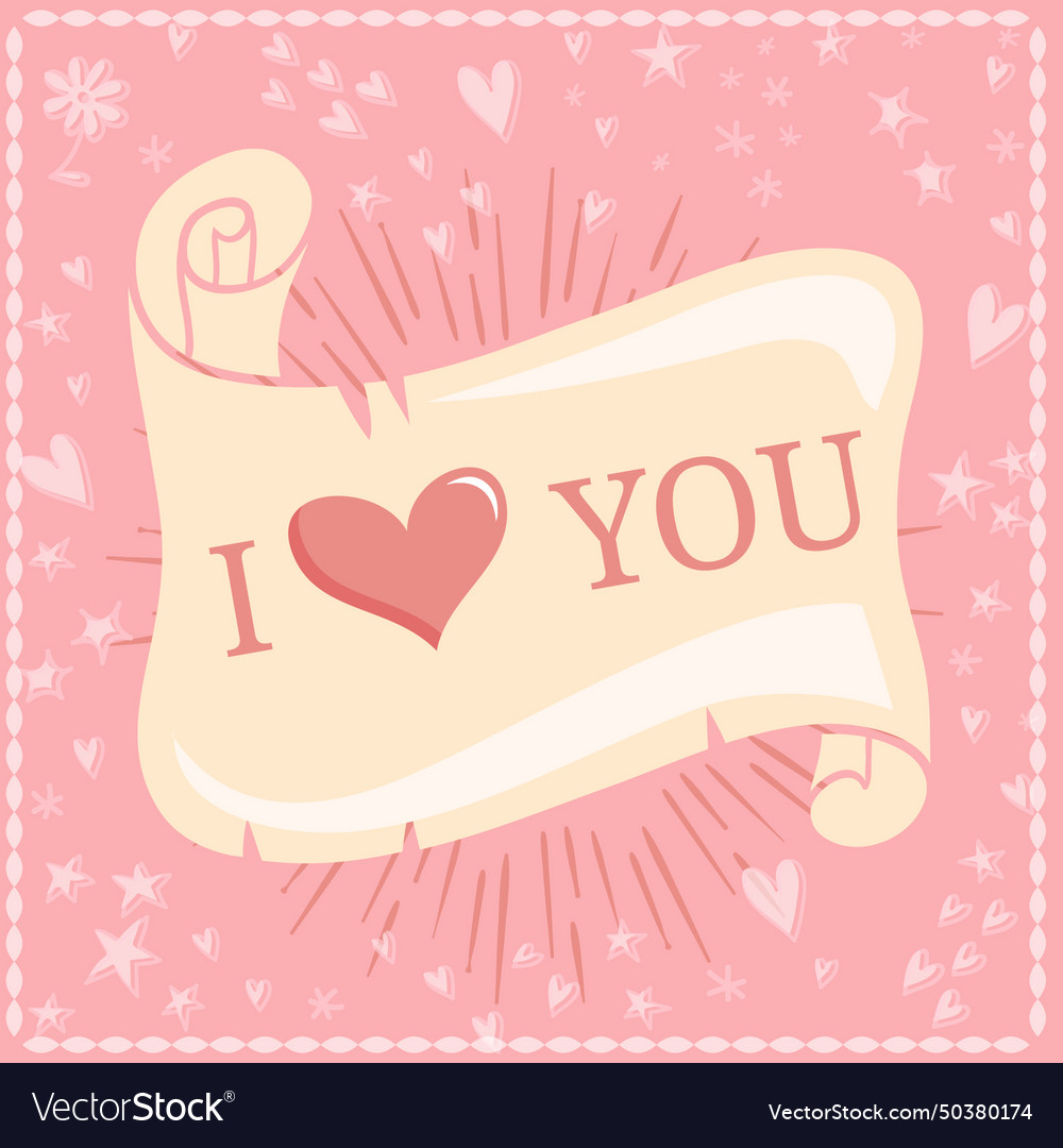 Valentines day with scroll hearts and border